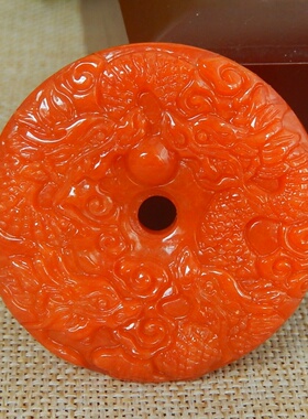 缅甸A货翡翠原石明料玉石毛料大马坎满色红翡九龙平安扣挂件K6287