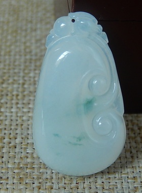 缅甸天然A货翡翠原石半明料玉石毛料冰糯种飘花如意挂件吊坠K9553