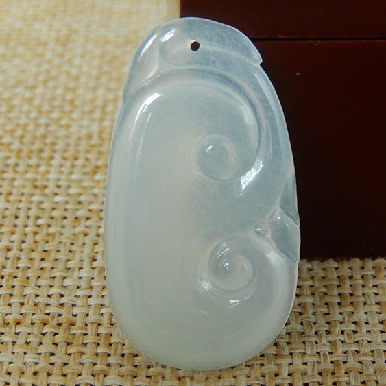 缅甸天然A货翡翠原石半明料玉石毛料成品冰糯种如意挂件吊坠H2707