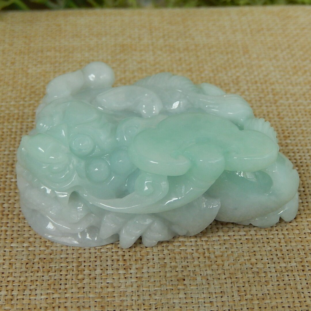 缅甸天然A货翡翠原石明料玉石毛料冰糯种飘绿貔貅手把件摆件V1192
