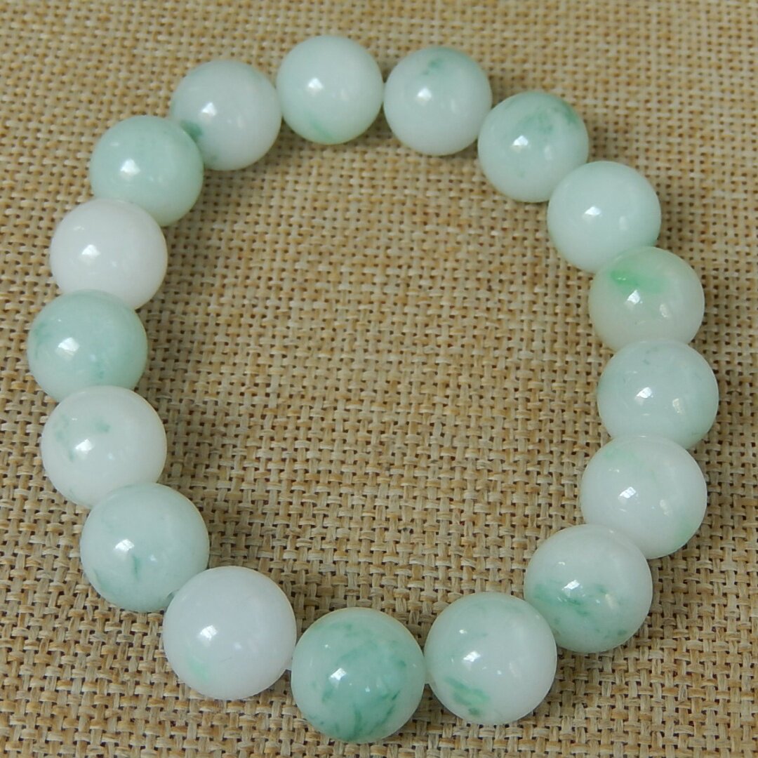 缅甸天然A货翡翠原石半明料玉石毛料冰糯种飘花珠子手串手链K9019