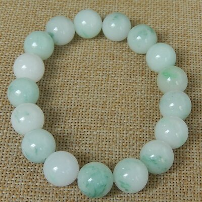 缅甸天然A货翡翠飘花珠子手串