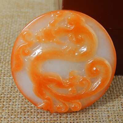 缅甸A货翡翠大马坎红翡俏色青龙