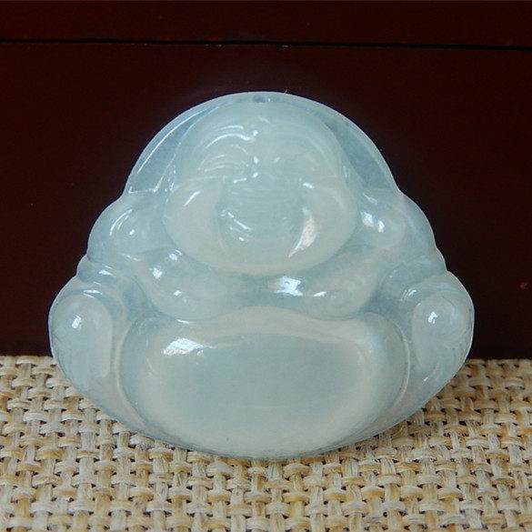 缅甸天然翡翠A货原石半明料玉石毛料正品冰糯种佛公挂件吊坠 K696