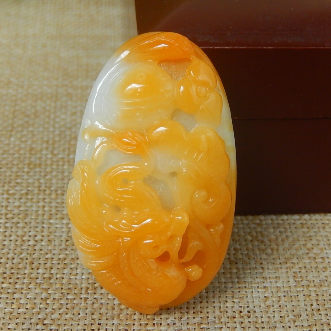 缅甸A货翡翠原石半明料玉石毛料老坑大马坎黄翡俏色龙牌挂件K7338