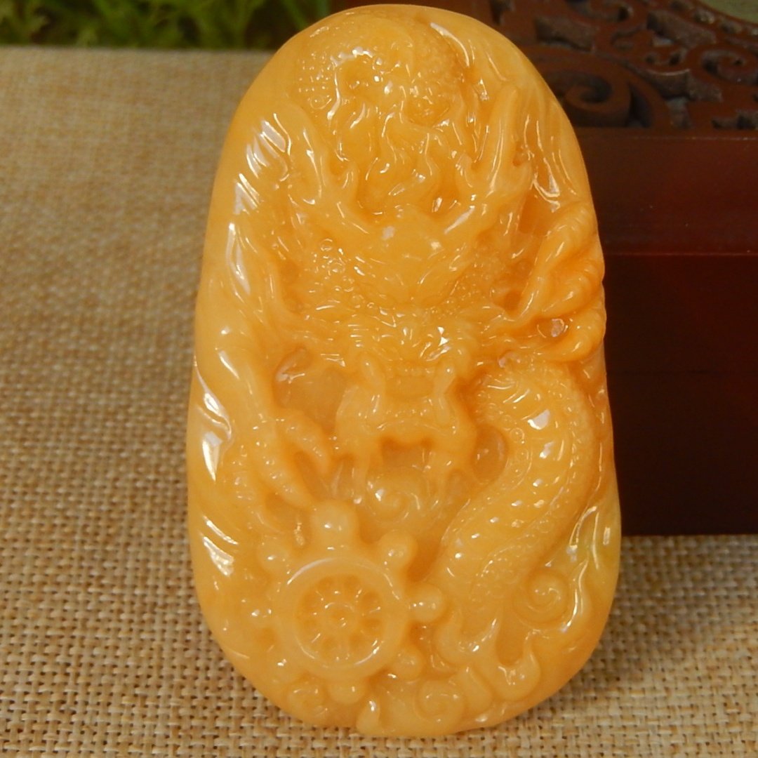 缅甸A货翡翠原石半明料玉石毛料老坑大马坎满色黄翡龙牌挂件K9436