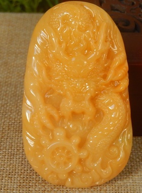 缅甸A货翡翠原石半明料玉石毛料老坑大马坎满色黄翡龙牌挂件K9436