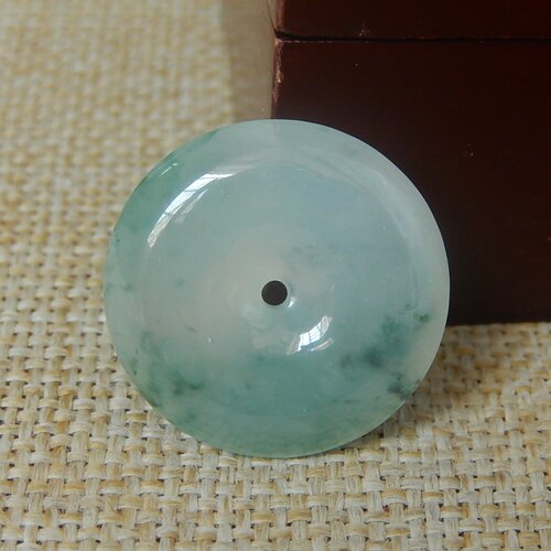 缅甸天然A货翡翠飘花平安扣挂件