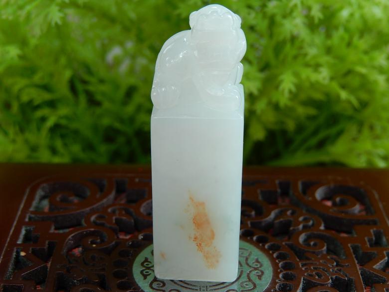 缅甸天然A货翡翠成品原石明料玉石毛料冰糯种洒金花貔貅印章A1963
