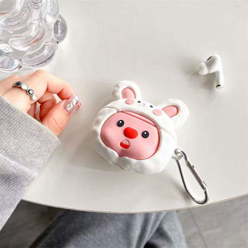 loopy可爱卡通兔帽子海狸适用于苹果airpodspro3代保护套airpods1/2耳机壳三代无线蓝牙耳机airpods4保护壳