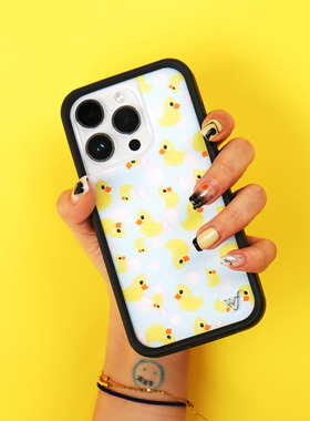 欧美f联名What The Duck 小鸭子苹果15适用iPhone14/13ProMax手机壳全包防摔欧美ins夏日12防摔WF保护套17/16