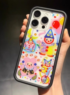 野花手机壳红色星星小狗派对黑天鹅适用iPhone16promax/15/14苹果13手机壳艺术12创意WF时尚欧美防摔17