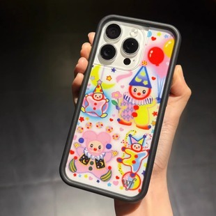 野花手机壳红色星星小狗派对黑天鹅适用iPhone16promax/15/14苹果13手机壳艺术12创意WF时尚欧美防摔17