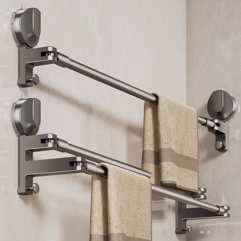 德国浴室吸盘毛巾架免打孔收纳