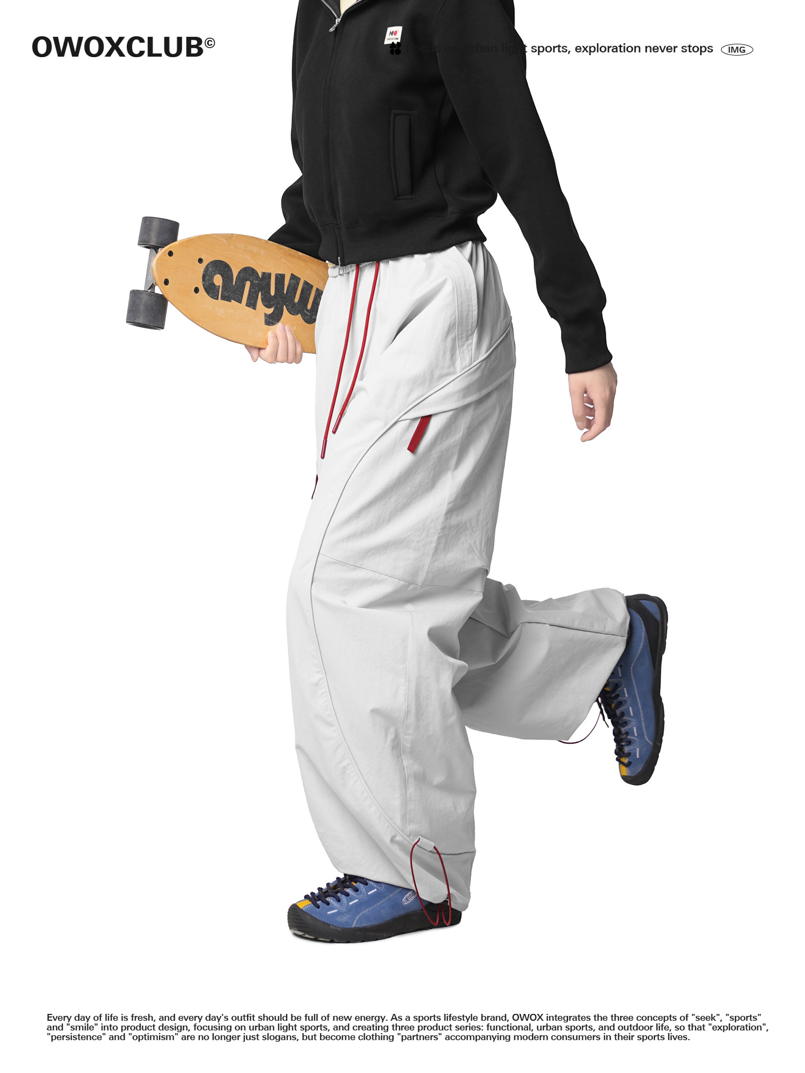 Owox Outdoor Design Style Visible Seam Sports Jogger Cargo Pants Autumn Straight Loose Hiking Casual Pants