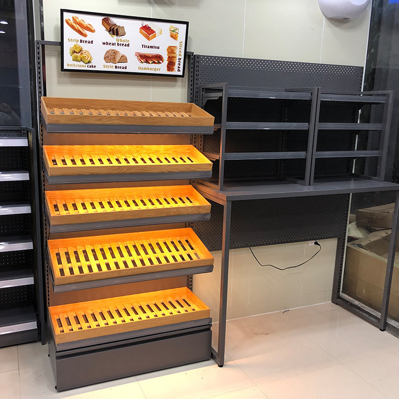 美宜佳面包架展示架便利店牛奶蛋糕面包柜陈列展柜广告牌地柜货架
