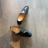 中高跟两穿穆勒鞋 乐福鞋 内增高一脚蹬复古侘寂风真皮单鞋 简约四季