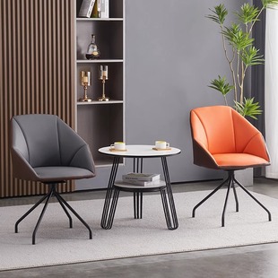 北欧阳台休闲旋转椅子简约奶茶店酒店售楼处接待洽谈一桌两椅组合