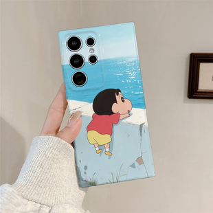 s22plus 简约硬壳s23 s24ultra A54 保护套 小新吃饭适用三星s25ultra手机壳菲林全包边s23ultra A53个性 s24