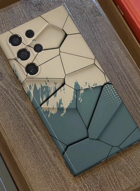 青白方块适用三星s23ultra手机壳菲林全包边s25ultra/s24+硬壳s21/s22/s21u/note20ultra/A54/A53个性保护套