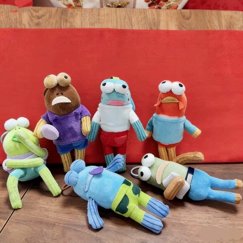 比奇堡居民盲盒毛绒玩偶挂件 酷酷鱼躺平鱼玩具公仔包包钥匙扣