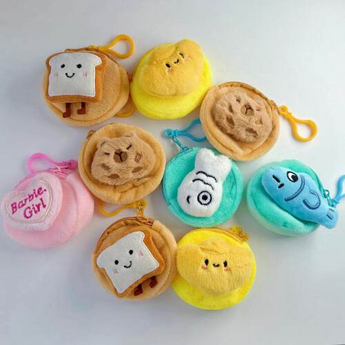 卡通三丽鸥毛绒零钱包可爱软萌动物硬币收纳包学生便携耳机包挂件