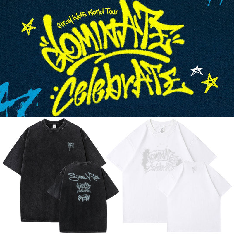 StrayKids世巡演唱会dominATE celebrATE快闪周边衣服同款短袖T恤