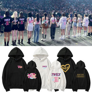 TWICE五巡北美演唱会ReadyToBe周边同款卫衣服宽松印花套头连帽衫