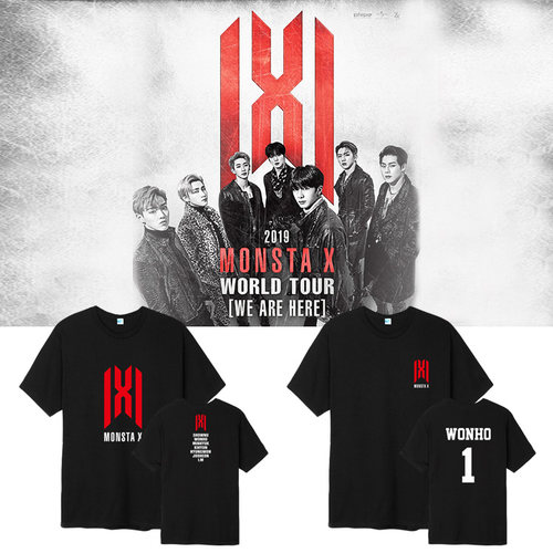 MONSTA X世巡演唱会周边成员生日打歌衣服同款短袖T恤纯棉宽松夏