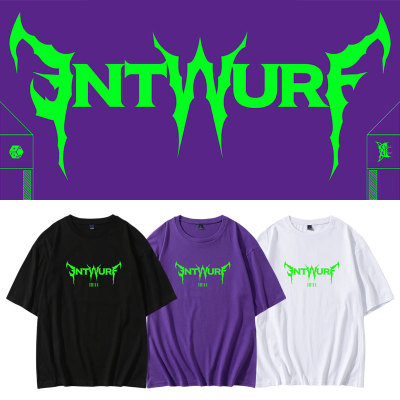 NMIXX专ENTWURF周边同款短袖T恤纯棉印花宽松落肩袖打歌衣服男女