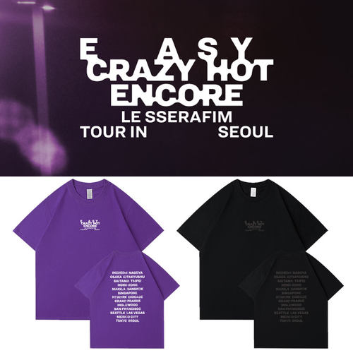 LESSERAFIM2026安可演唱会Easy Crazy Hot首尔场周边同款短袖T恤