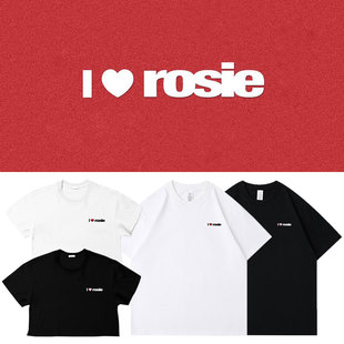 T恤ROSE衣服印花宽松纯棉打底衫 朴彩英i 短袖 rosie周边同款 love