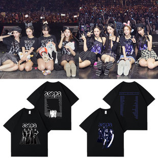 aespa2023演唱会周边柳智敏金玟庭同款短袖t恤印花打歌衣服男女夏