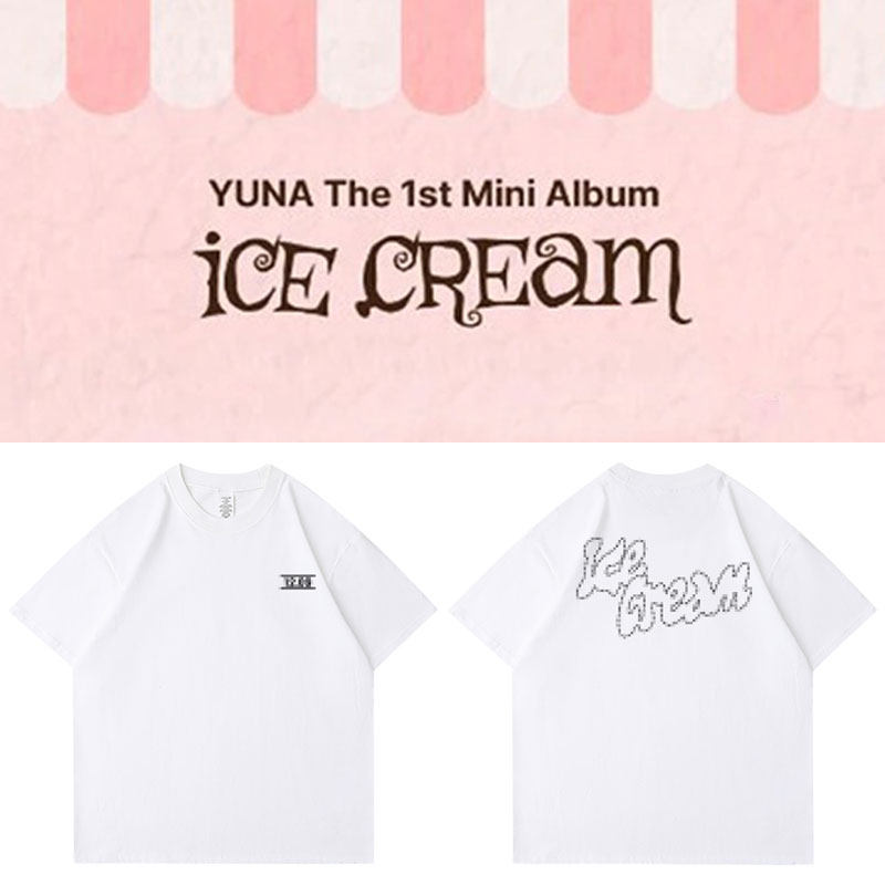 ITZY申有娜YUNA专辑IceCream快闪周边衣服同款短袖T恤男女打底衫