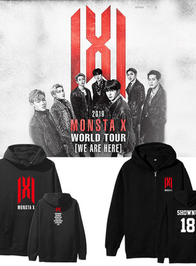 MONSTA X组合演唱会周边成员生日衣服同款卫衣连帽衫加绒薄