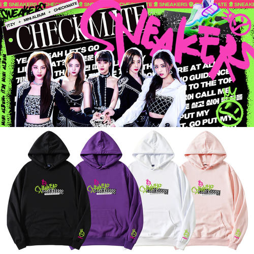 ITZY演唱会专CHECKMATE周边同款卫衣套头加绒薄款连帽衫打歌服
