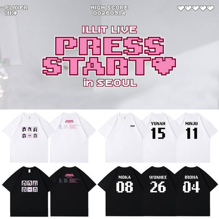 2026ILLIT演唱会PressStart周边衣服同款短袖T恤宽松纯棉印花男女
