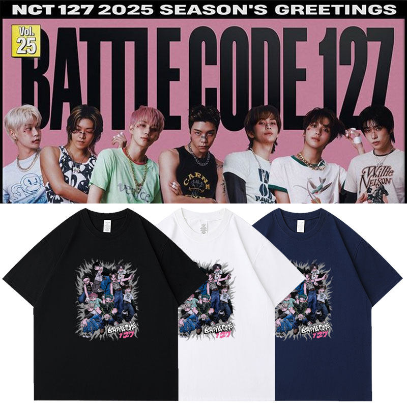 NCT127联名BattleCode周边同款衣服卡通印花纯棉短袖T体恤打底衫