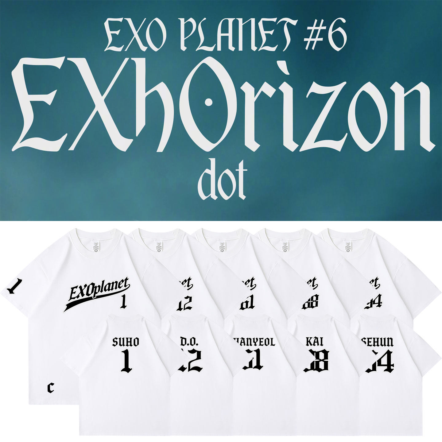 EXO PLANET6 EXhOrizon六巡安可演唱会周边自制同款圆领短袖T体恤