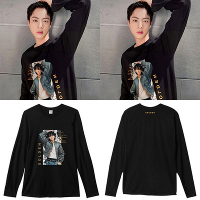 金硕珍JIN应援JUNGKOOK周边同款长袖T恤上衣服夏秋纯棉印花打底衫