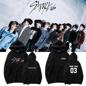 StrayKids组合周边生日同款卫衣加绒套头连帽衫男女秋冬外套
