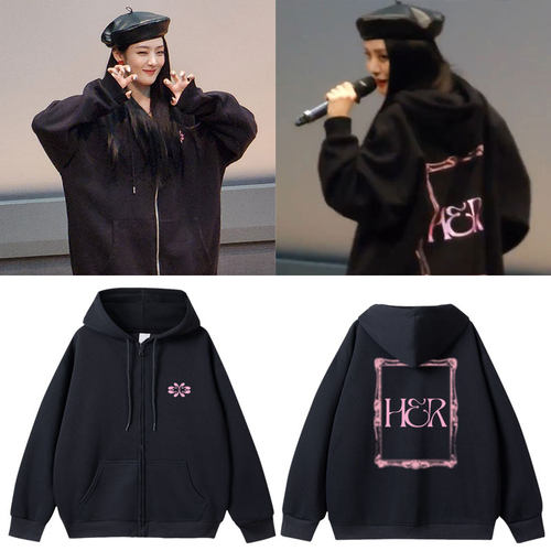 GIDLE2025MINNIE金米妮HER周边同款卫衣印花拉链连帽开衫外套衣服