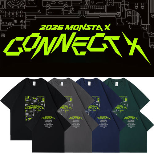 2025MONSTA X演唱会ConnectX周边同款短袖T恤宽松纯棉印花上衣服