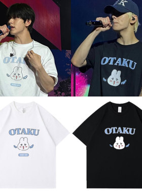 TXT日巡演唱会崔秀彬OTAKU卡通印花衣服同款短袖T恤纯棉夏季男女