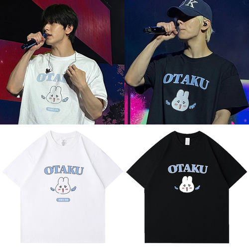 TXT日巡演唱会崔秀彬OTAKU卡通印花衣服同款短袖T恤纯棉夏季男女