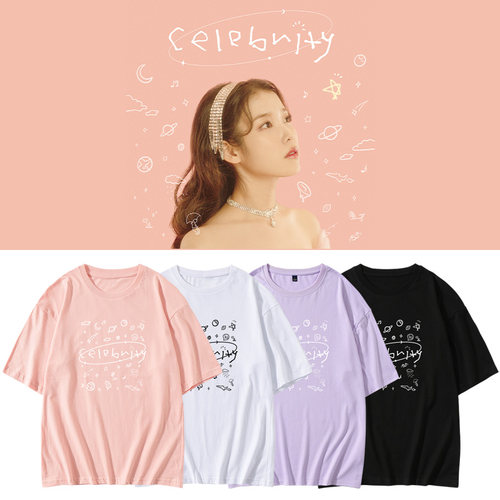 IU单曲周边应援衣服同款短袖T恤宽松落肩纯棉印花男女上衣打歌服