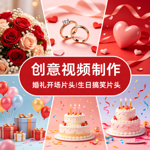 婚礼开场片头生日祝福搞笑改编配音祝寿宴会庆典MV创意视频制作