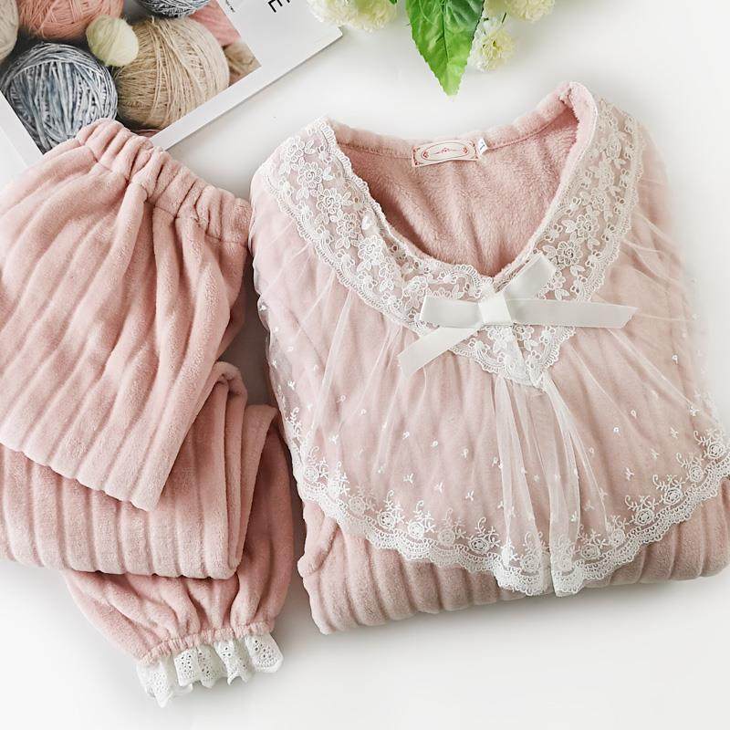 秋冬季月子服孕妇加厚珊瑚绒哺乳睡衣产后法兰绒怀孕期家居喂奶衣