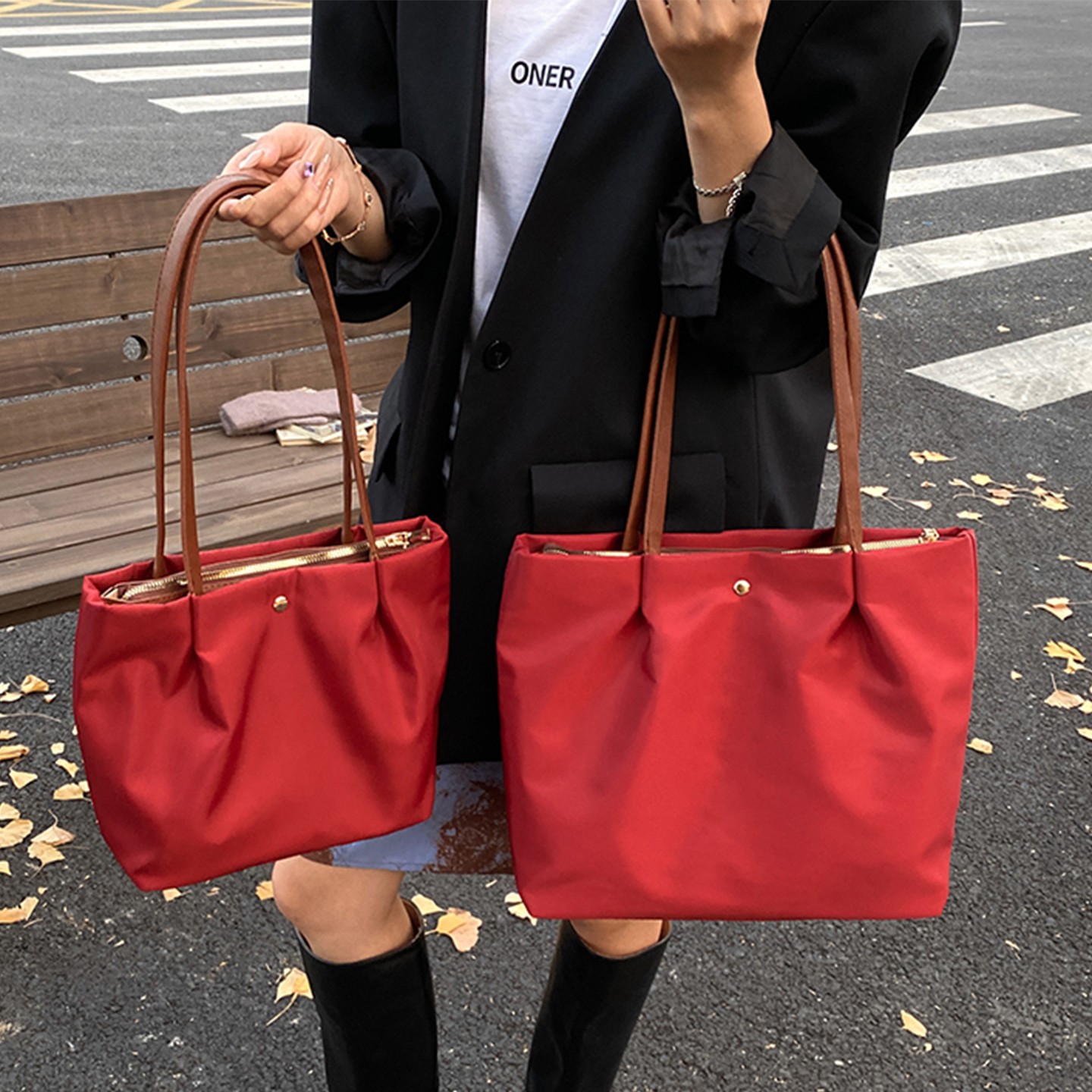 休闲户外轻便通勤托特包2025牛津布大容量气质女式逛街出游单肩包