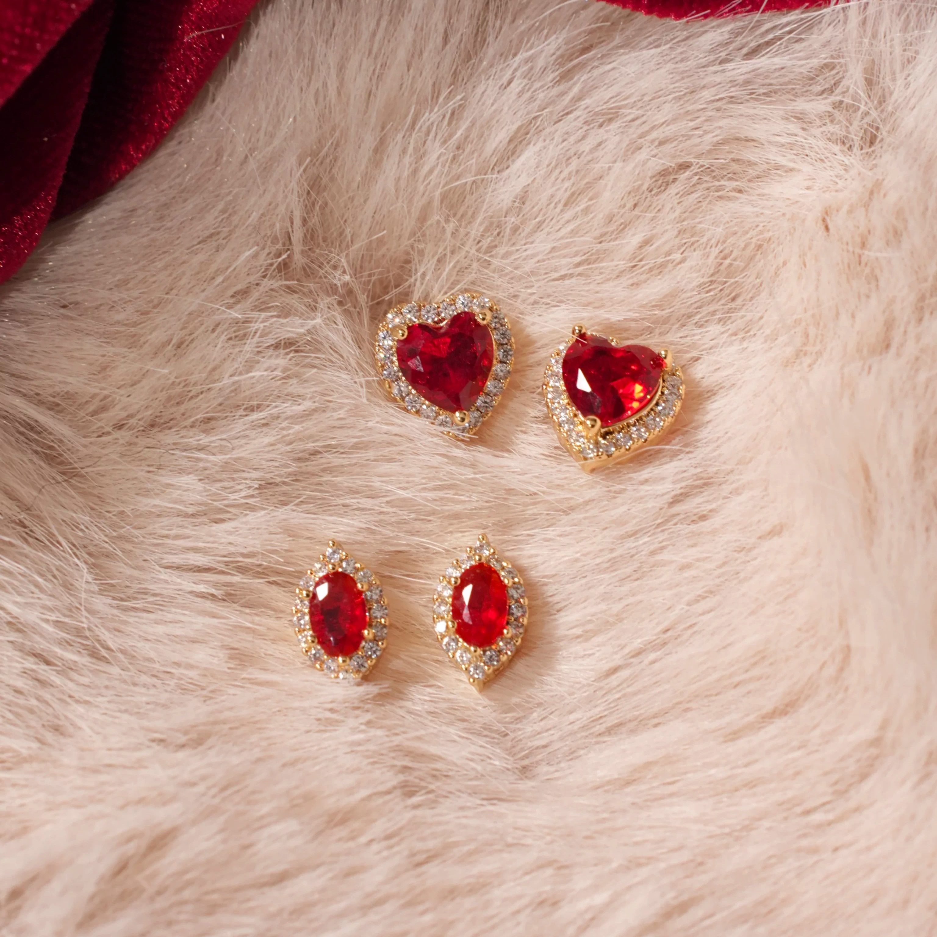 「冬日焰火」系列 法式复古闪耀轻奢宴会高级显白红宝石耳环/耳夹,饰品/流行首饰/时尚饰品新,耳环,淘宝优惠券,粉丝福利购,淘宝优惠卷